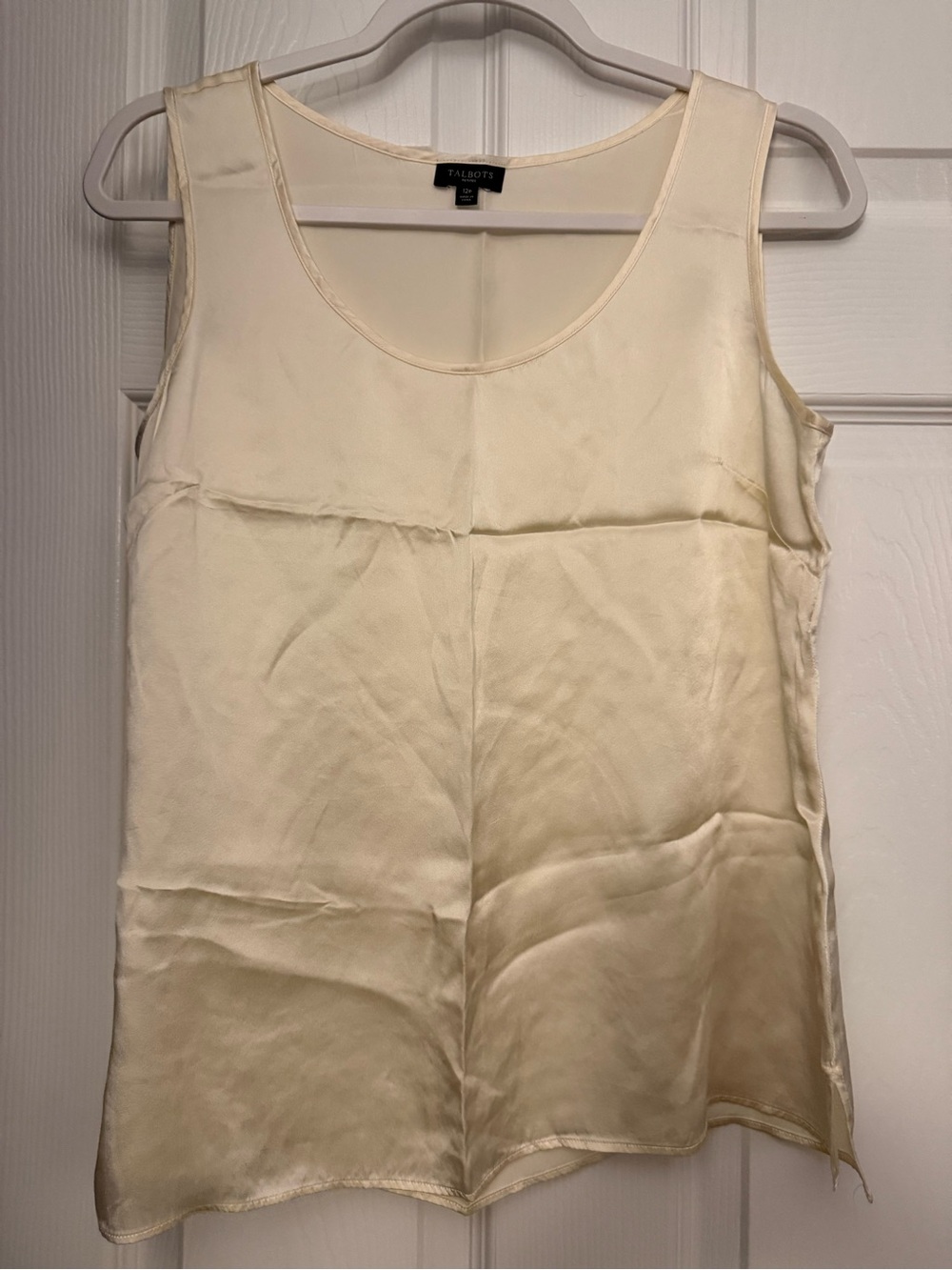 Talbots Soft pale yellow Silk Scoop Neck Camisole Sz 12 P